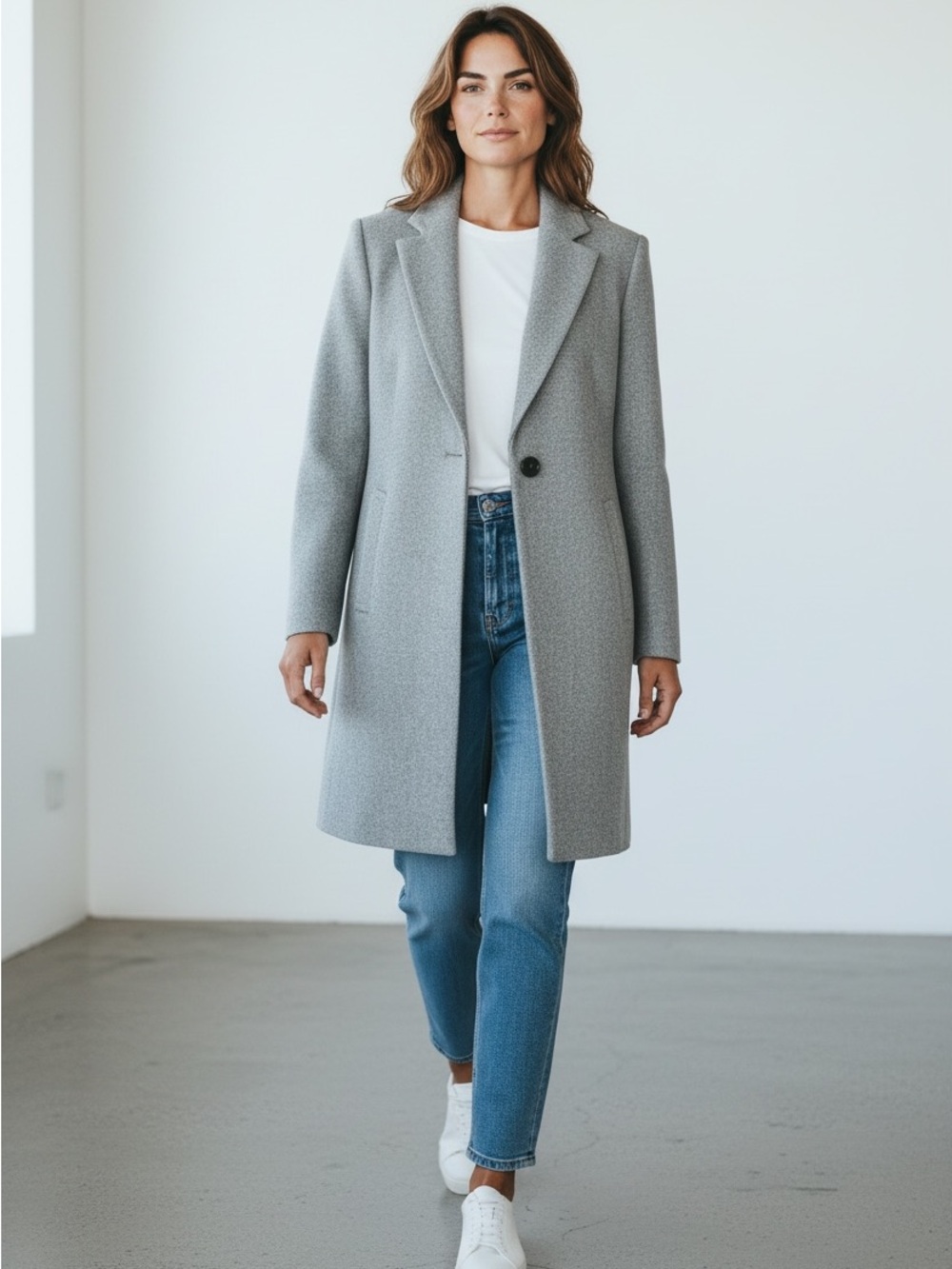 Zara Gray Single Button Long Coat Wool Blend Women’s Medium M